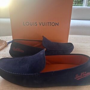 Men’s blue suede Louis Vuitton loafers sz 10